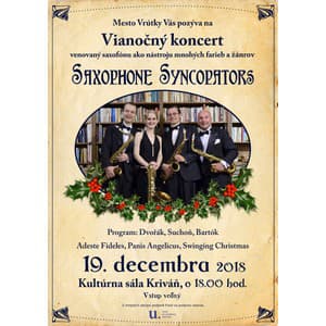 Vianočný koncert Saxophone Syncopators vo Vrútkach
