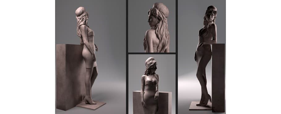 digitálny návrh sochy Amy Winehouse