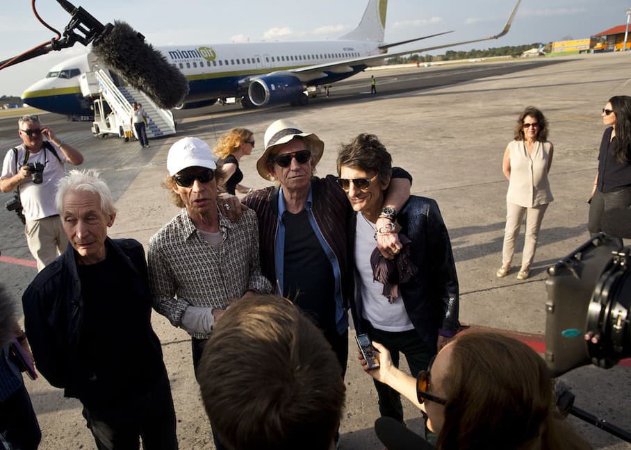 The Rolling Stones po prílete do Havany, 25.3.2016