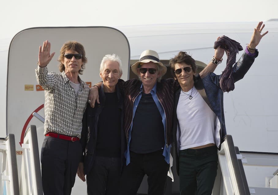 The Rolling Stones po prílete do Havany, 25.3.2016