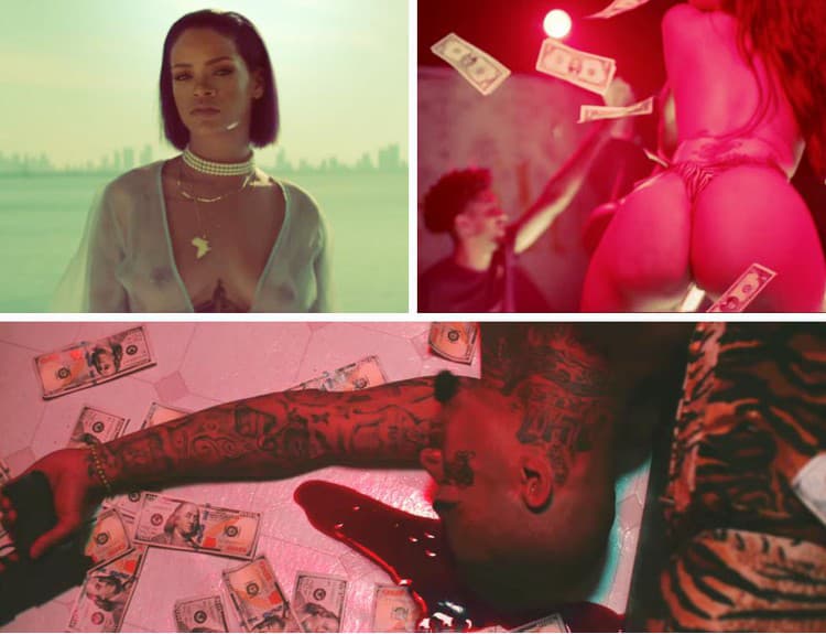 Rihanna opäť pritvrdila: V klipe plnom erotiky lietajú doláre, zadky aj guľky