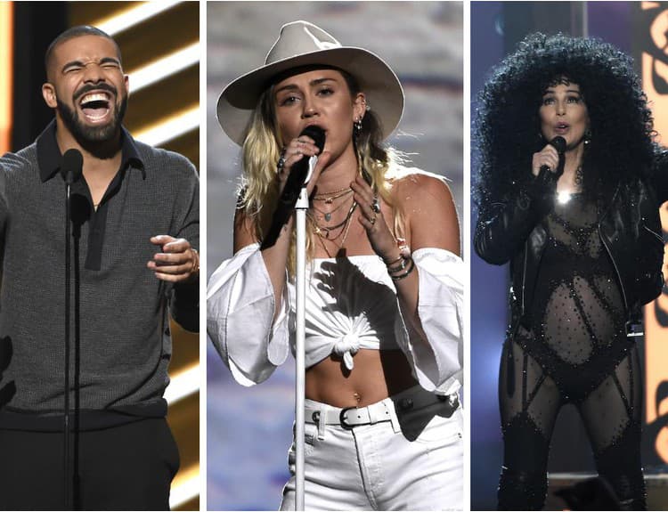 Billboard Music Awards: rekordér Drake, nestarnúca Cher a veľký návrat Miley Cyrus