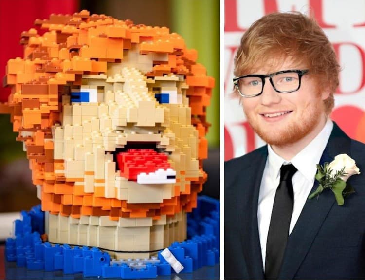 Ed Sheeran daroval charite vlastnú hlavu. Jeho výtvor z Lega vás pobaví