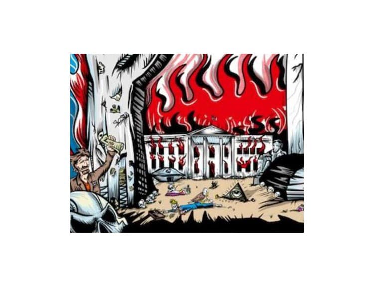 Republikánov v USA pobúril plagát Pearl Jam s horiacim Bielym domom