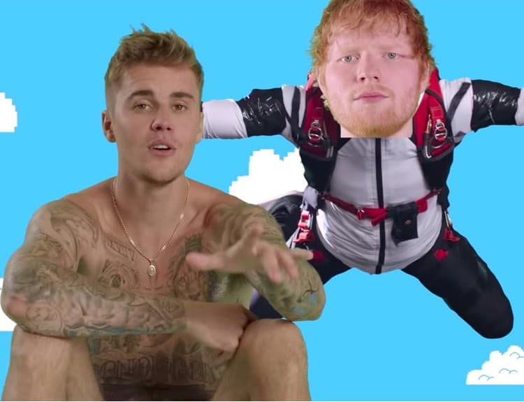Sheeran ako panda a Bieber kukurica: Videoklip k hviezdnemu duetu vás pobaví