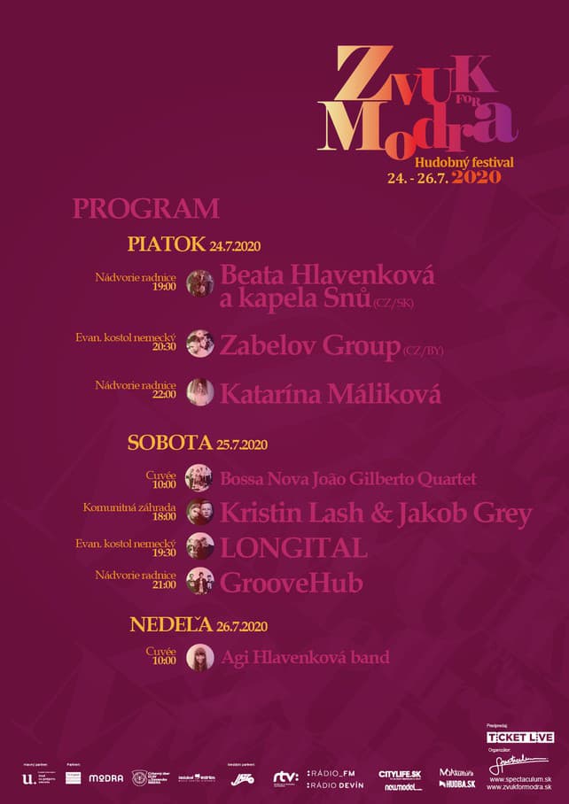 Program festivalu Zvuk for Modra 2020