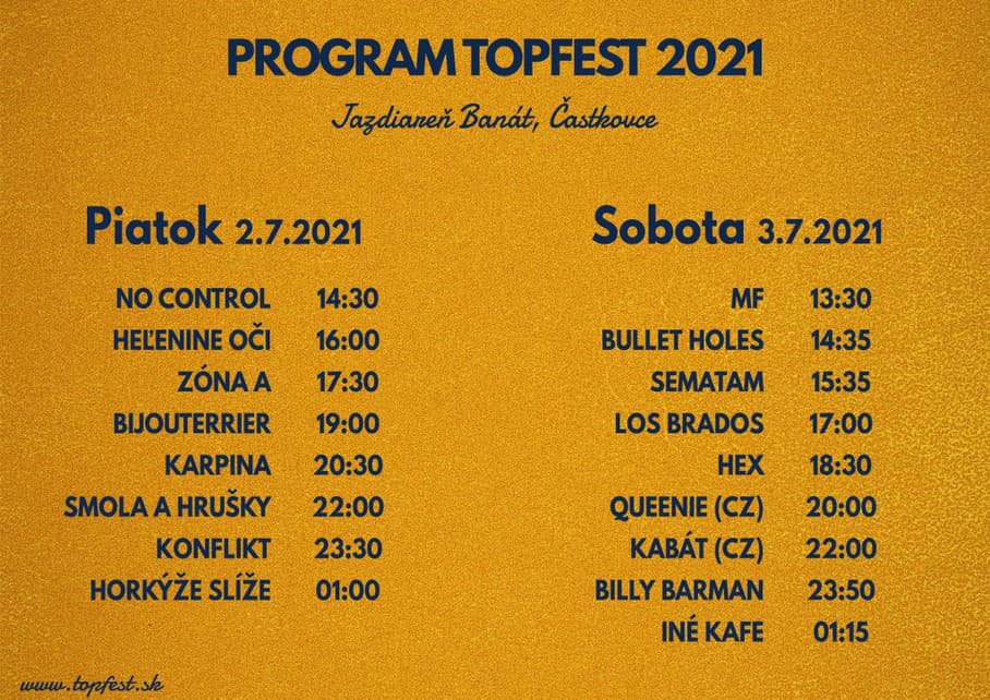 program festivalu Topfest 2021