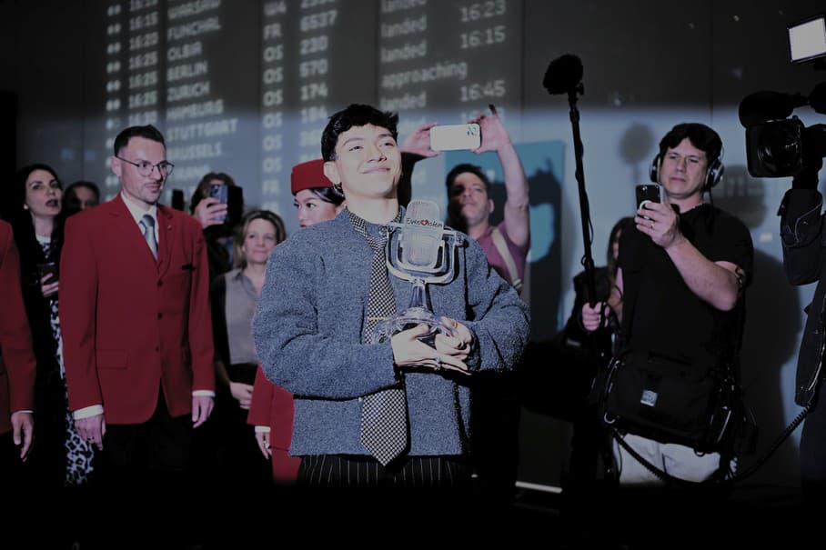 Víťaz Eurovízie JJ na letisku vo Viedni, 18.5.2025